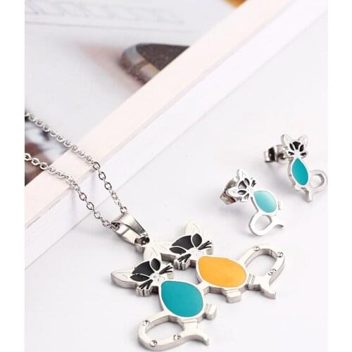 OUFEI Stainless Steel Charm Cat Jewelry Woman Set Accessories Gifts For Women Bohemian Best Friend Wholesale Lots Bulk Alibaba