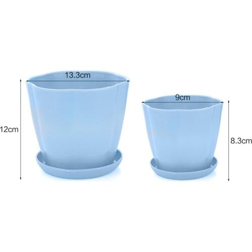 PP Resin Pumpkin Type Flower Pot Succulent Plant Petal Flowerpot W/ Saucer Tray sturdy and durable