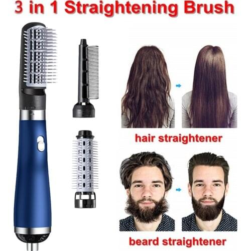3 in 1 Hot Air Brush One Step Hair Dryer and Styler Volumizer Ion Generator Salon Hair Straightener Curler Comb