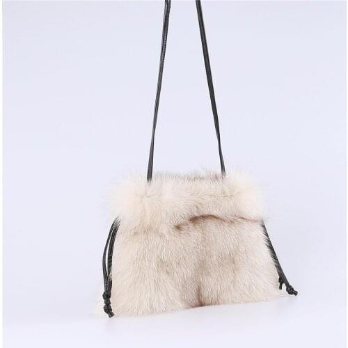 Luxury Womens Fashion Tote Lucky Bag 100% Real Fox Fur Handbags