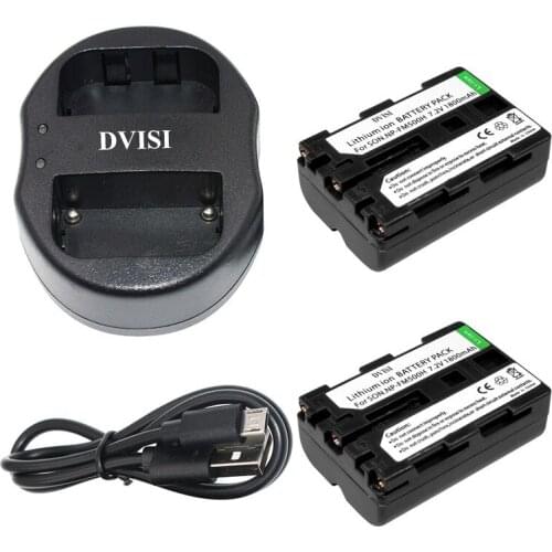 2pcs 1.8Ah NP-FM500H Repaceable Camera Battery with USB Dual Charger for Sony A57 A65 A77 A350 A550 A580 A900 Digital Battery