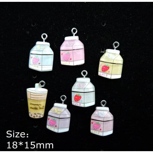TBAEW Kawaii Resin Milk Charms bracelets necklace earring Jewelry Making Flat back Cabochon Charms Pendants