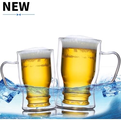 Thicked Inverted Double Walled Beer Glass Transparent Creative Large Wine Whiskey Juice Cocktail Glass Cup Home Bar Coffee Gifts