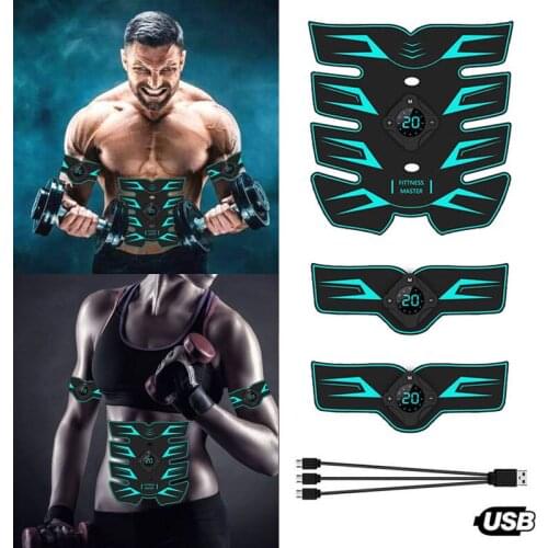 USB Recharge EMS Abdominal Muscle Stimulator Trainer ABS Electrostimulation Fitness Massager Home Gym Abdomen Muscular Exercise
