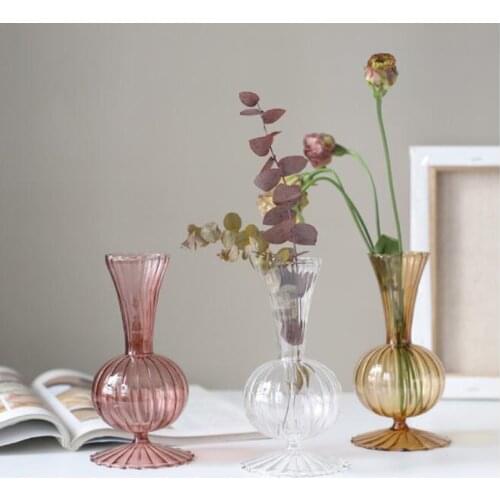 Home Decor Glass Vase Modern Flower Vase Room Decoration Art Colored Small Vase Wedding Decor Hydroponic Plants Japanese Style