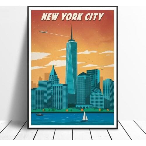 VINTAGE NEW YORK CITY Canvas Painting Art Print Poster Picture Wall Modern Minimalist Bedroom Living Room Decoration