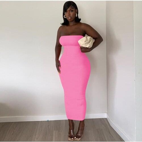 High Quality Off The Shoulder Skinny Summer Dress Sexy Wrap Chest Sleeveless Bandage Dress Elegant Solid Backless Party Dress