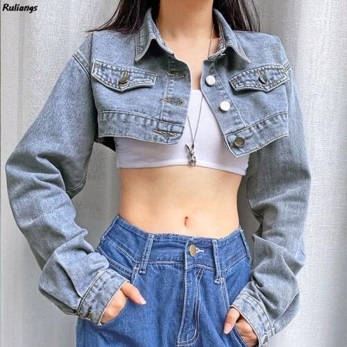Short Breasted All-Match Denim Jacket Female 2021 Spring Street Shooting New Fashion Brand Womens Clothing