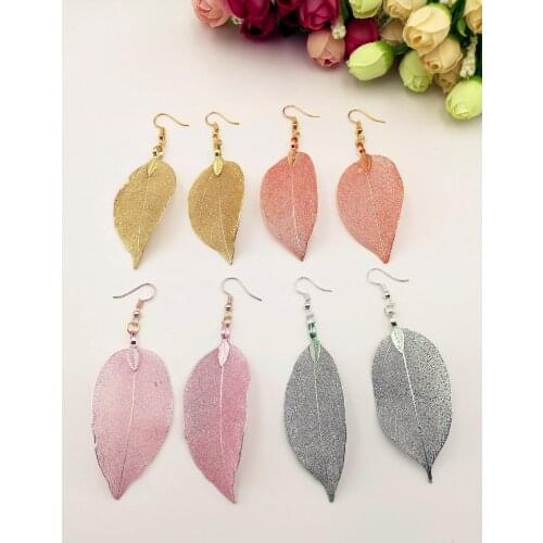 Fashion Unique Natural Real Leaf Earrings For Women Tree Leaf Big Dangle Earring Bijoux Party Wedding Jewelry Gift Pendiente