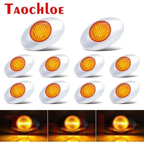 10Pcs 12V 3 LED Side Marker Lights For Car Truck Trailer Bus Chrome Bezel Turn Signal Lamp Clearance Light Red White Amber