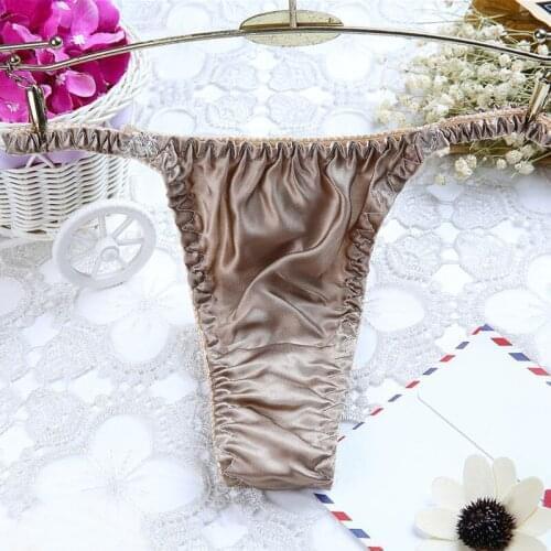 100% Mulberry Silk T-Back Panties Low-Waist Thongs Ladies Smooth Soft Breathable Underwear Trendy Pure Color Briefs