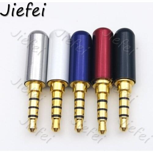 100pcs 5color 1/8" 3.5mm male 4 pole stereo plug Repair Headphone Cable Solders New