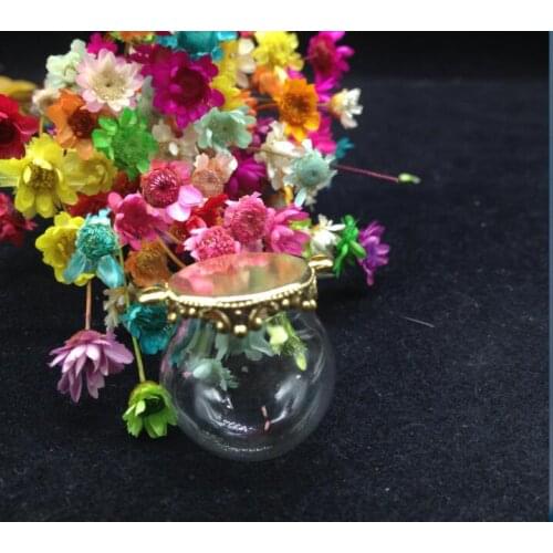 20sets/lot 20*15mm Glass globe crown gold color base glass vials pendant jewelry glass bottle pendants glass dome cover charms