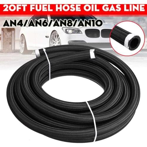 3/5/8/10/20FT AN4 AN6 AN8 AN10 Fuel Hose Oil Gas Cooler Hose Line Pipe Tube Nylon Stainless Steel Braided Inside CPE Rubber