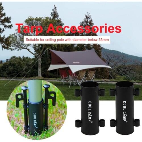 4Pcs Camping Awning Rod Holder Outdoor Canopy Rod Iron Holder Fixed Tube Reinforced Windproof Tent Awning Pole Tarp Accessories