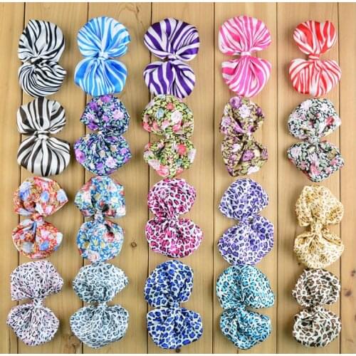 5pcs/lot Leopard print Chiffon Fabric Hair Bows for Girls Garment Accessories