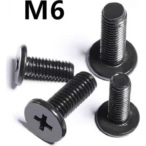 50/20PCS M6 Black 304 Stainless Steel Cross Phillips Ultra Thin Super Low Flat Wafer Head Screw Bolt For Laptop Computer CM