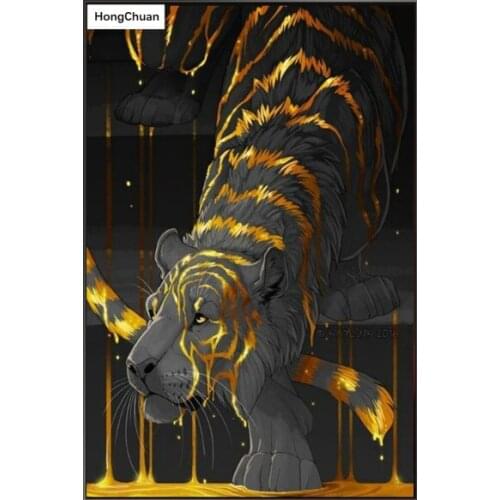5D Diamond Painting Full Square/Round Diamond Embroidery Golden Tiger Handmade Rhinestone DIY Mosaic Home Decoration Gift