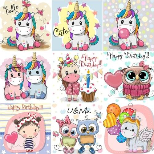 5D DIY Diamond Painting Kits Cartoon Unicorn Pony Crystal Full Round With AB Drill Diamond Embroidery Mosaic Picture Home Decor