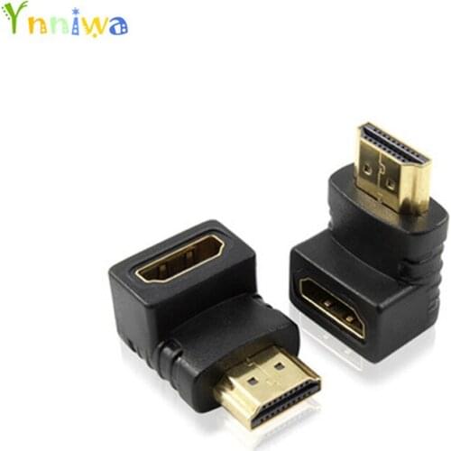 10-50pcs 90 Degree Right Angle Gold plated HDMI-compatible Adapter A type Male to Female for 1080p 3D TV HDTV