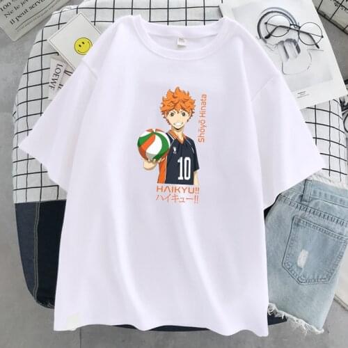 Anime Haikyuu Hinata Character Cartoons Print Tshirt Women Fashion Oversize T-Shirt Summer Soft Tees Loose Breathable Tops Men