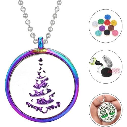 Aromatherapy Jewelry Perfume Aroma Necklace Diffuser Pendant Essential Oil Diffuser Tree Necklace for Women Christmas Gifts