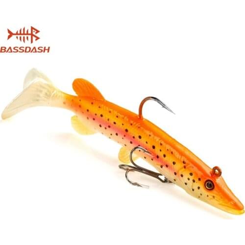 Bassdash True Pike Soft Swimbait Fishing Lure, Built-in Lead Weight, 4in/10.5cm 5in/13cm