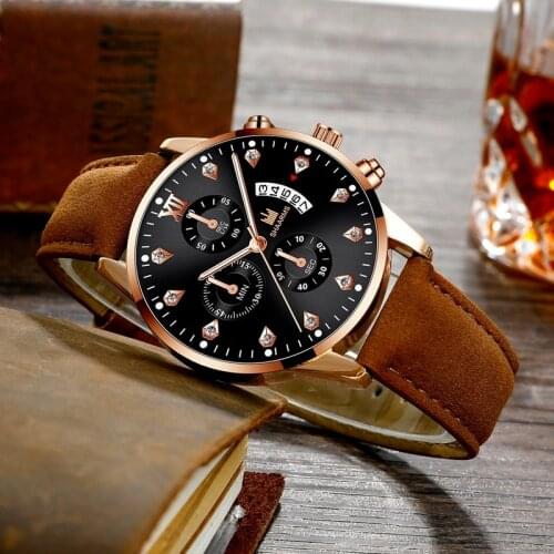 Hot Men Fashion Business Watch Dress Stainless Steel Band Analog Quartz Wristwatch Blue Glass Quartz Mens Watch Belt Watch