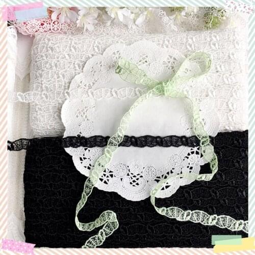 Black and white flower embroidery narrow lace DIY handmade baby clothes necklace necklace material