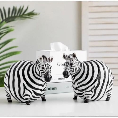 Fat Zebra Figurines Resin Animal Statue Ornaments Modern Zebra Sculpture TV Cabinet Desktop Decor Crafts Home Decoration