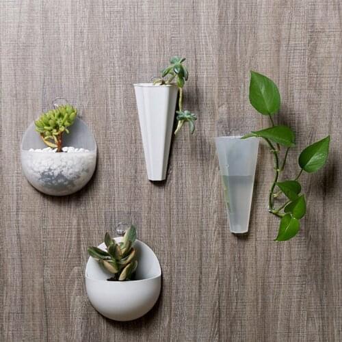2021 Hot Creative Wall Mounted Acrylic Vase Wall Hanging Planter Plant Flower Pot Holder New