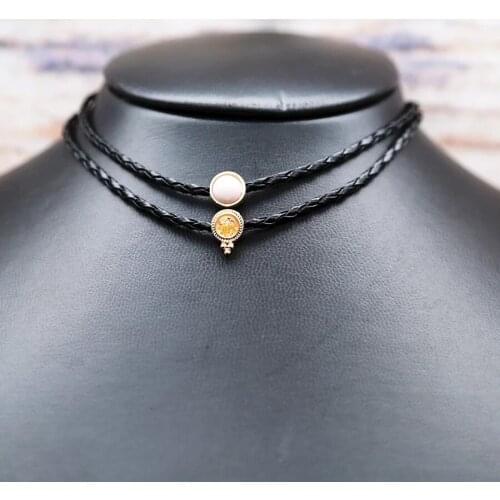 Gothic Black Leather Velvet Necklaces for Women Bohemian Acrylic Beads Short Clavicle Choker Necklace Party Jewelry Gift