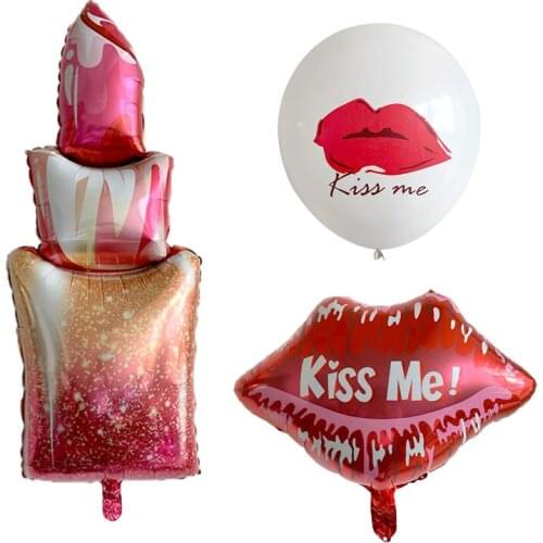 Jumbo lipstick Foil Balloon Champagne Lip Balloon Bachelorette Party Bridal Shower Spa party Valentines day Party Supplies