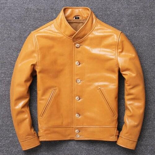 Leather Jacket Men Real Cow Leather Coat Vintage Motorcycle Jacket for Men Style Korean Clothes Chaqueta Cuero Hombre WPY2481