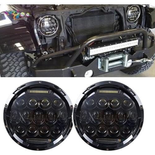 7" LED Round Headlights For Lada Niva 4x4 7 Inch 75W Chrome Driving Headlamp With White DRL For Nissan Patrol Y60