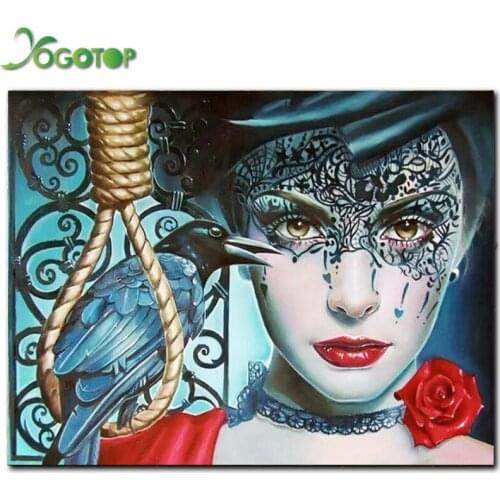 Square/round diamond painting 5d Cross Stitch Diamant Mosaic Craft Diamond Embroidery Diy Needlework crow beauty mask YY1162