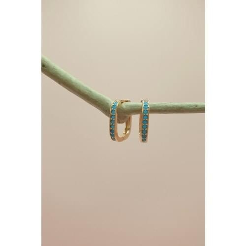 S & A Accessories Turquoise Gemstone Square Model Ring Earrings