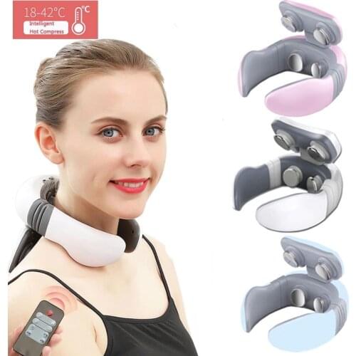 Neck Shoulder Massager Smart 4D Magnetic Pulse Heated Electric Shoulder Neck Massager Fatigue Pain Relief with Remote Control
