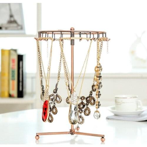 Metal Jewelry Display Shelf 360 Degree Rotatting Home Decoration Earring Storage Rack Older Worlde Type Jewelry Organizer