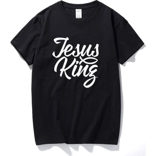 JESUS IS KING Christian Religion Men T Shirt Tshirt Fashion New O Neck Cotton T-shirt Tee Camisetas