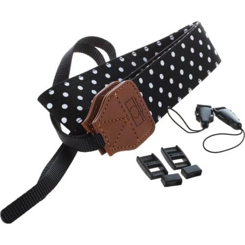 Soft Cotton Polka Dots Camera Shoulder Neck Strap Belt Universal Adjustable With Harness Adapter For Nikon Canon Panasonic Sony