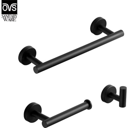 Bathroom Hardware Set Bathroom Accessories Black Robe Hook Towel Rail Bar Rack Bar Shelf Tissue Paper Holder