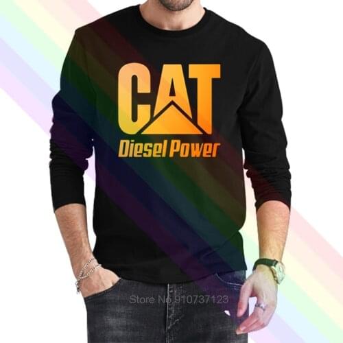 New Retro Caterpillar Excavator Logo Classic Black T-Shirt 2021 Newest Summer Mens Long Sleeve Popular Tees Shirt Tops Novel