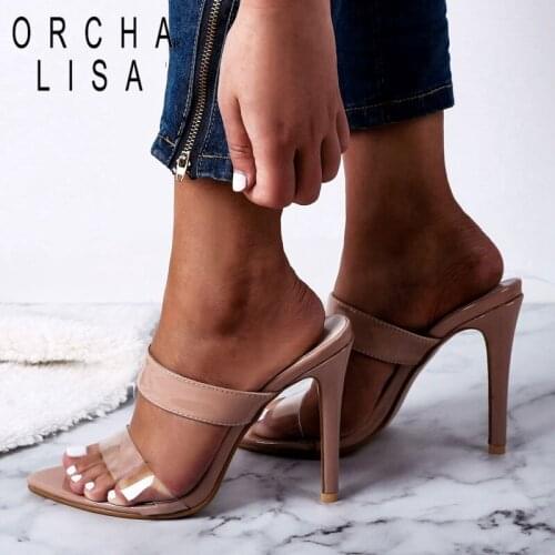 ORCHA LISA big size 43 Sexy Transparent slippers women Sandals Outdoor Super High Heels open Toe Summer beach slippers slides