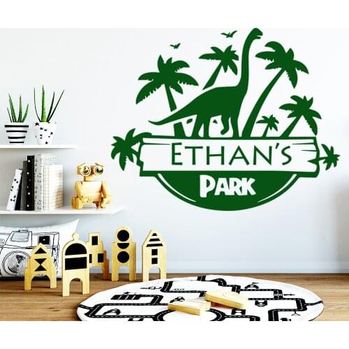 Jurassic Park Custom Name Dinosaur Wall Sticker Home Wall Decoration For Living Room boys room Kids Room sticker Decor