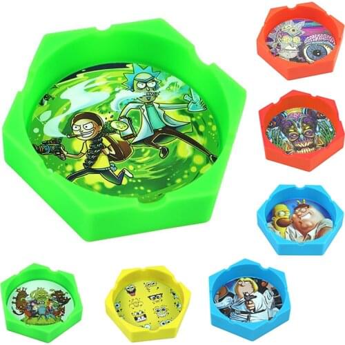 1/Pcs Hexagon Beautiful Pattern Printing Ash Tray Cigarette Ashtray for Indoor or Outdoor Use Smoking Gifts Home Office