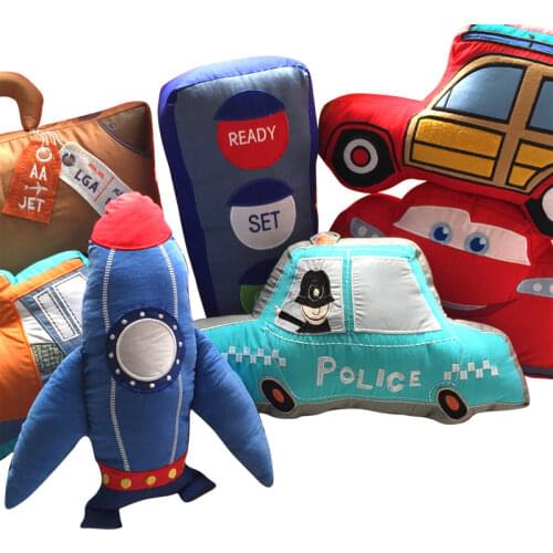 New Excavator beddings cushion Embroidered children car pillow animal cotton boy backrest pillow stereo toy cartoon cushions