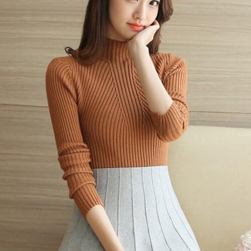 Turtleneck Pullover Women Sweater 2020 Autumn Winter Black Tops Women Knitted Long Sleeve Pull Fashion Slim Femme Clothing 206E