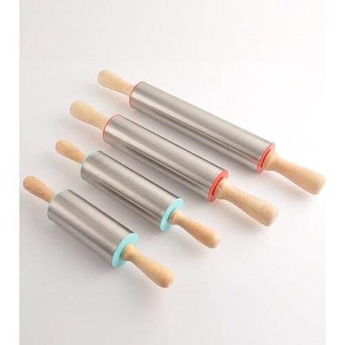 New Stainless Steel Rolling Pin Non-stick Pastry Dough Roller Bake Pizza Noodles Cookie Pie Making Baking Tools Kitchen Tool