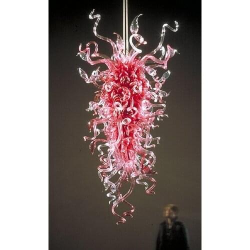 Wedding Decor Hand Blown Pink Glass Hanging LED Art Designed Pendant Lamps
